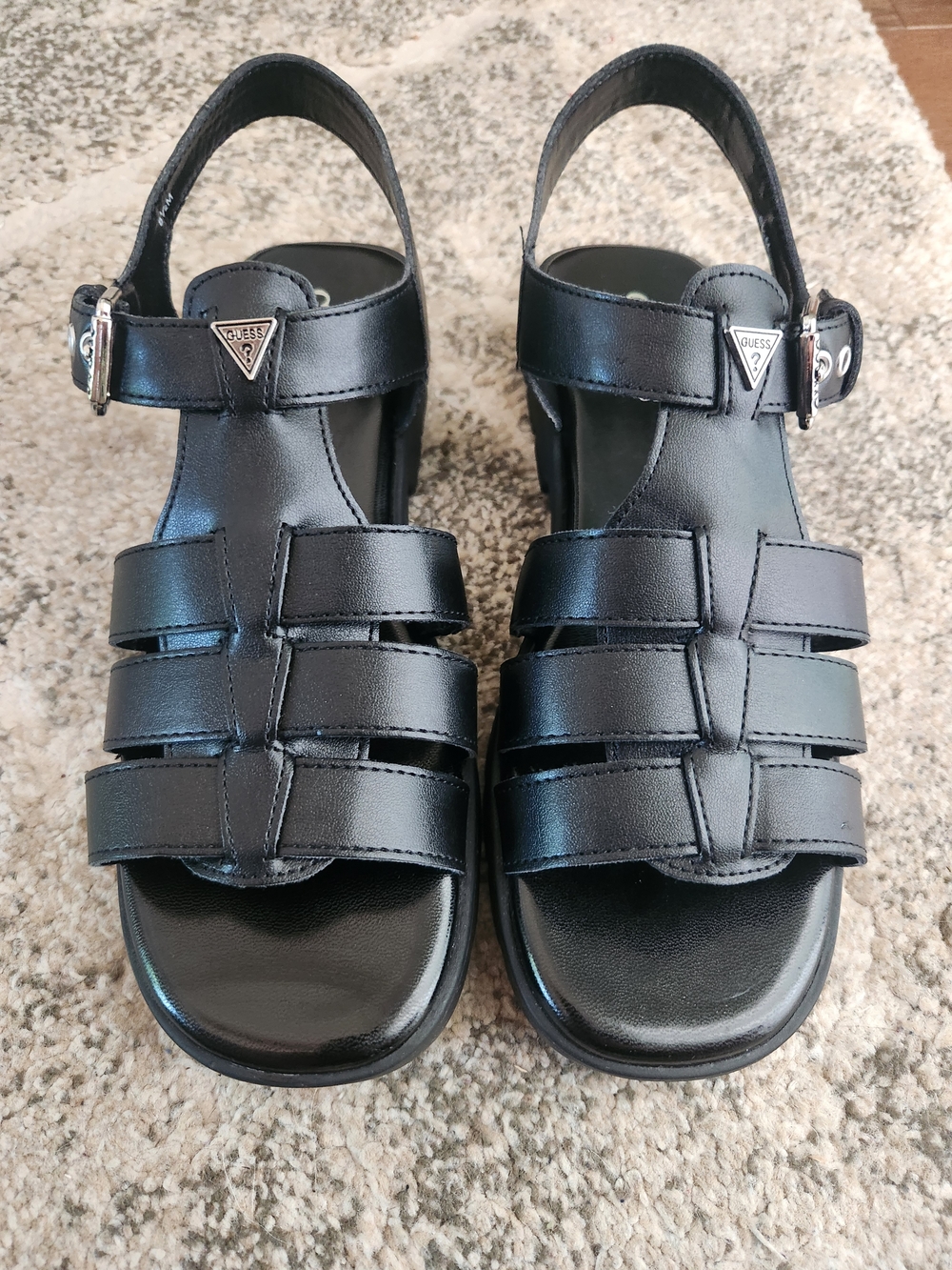 GUESS Black Gladiator Sandals for Women